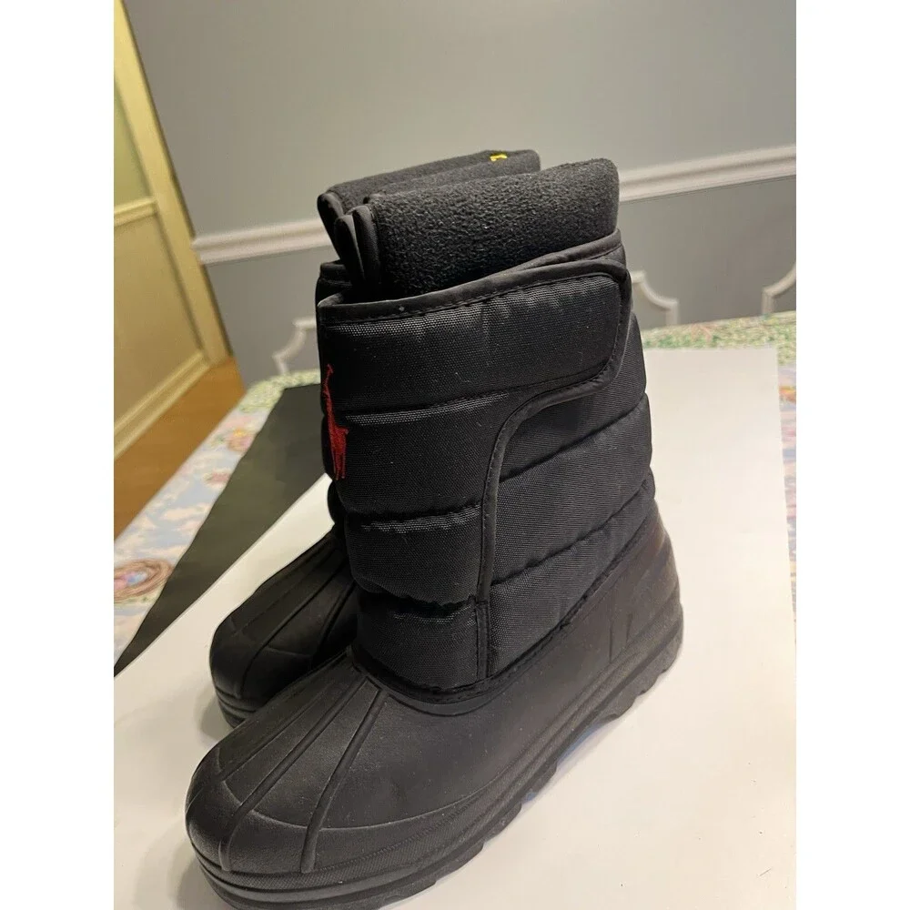 Ralph Lauren Polo Large Red Pony Logo Black Insulated Boots Men’s US Sz 7 EUR 40